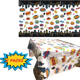 5 Pack Superhero Plastic Table cover,43" x 71" Superhero Tablecloths Party Supplies Decorations