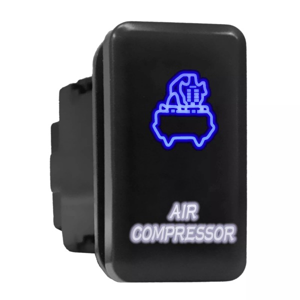 STark Industries AIR COMPRESSOR Blue/White Backlit Tall Push Button 1.54"x