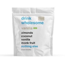 drink wholesome Vegan Vanilla Almond Protein Powder | for Sensitive Stomachs | Additive & Dairy Free | No Artificial Sweeteners | No Bloating, Farts or Gas | No Constipation or Diarrhea