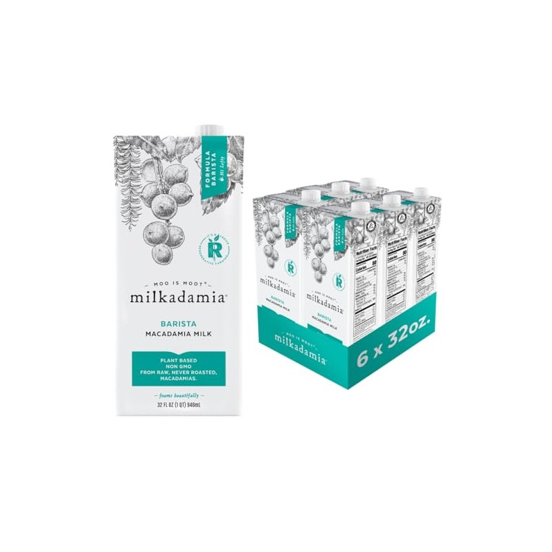 Milkadamia Barista Macadamia Milk, Excellent Source of Calcium, Plant Based,