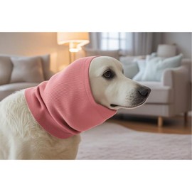 FDANDADE Dog Head Wrap,Dog Anxiety Ear Cover Anxiety Relief – Noise Canceling for Fireworks, Thunderstorms, Pet Grooming & Force Drying(Pink L)
