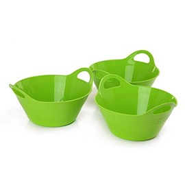 Mintra Home Plastic Bowls with Handles (970ml Small 3pk, Green)