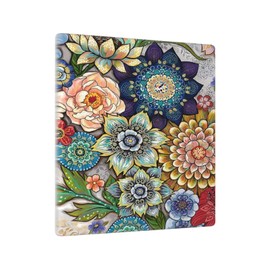 Floral Boho Flower 2 Gang Light Switch Cover Double Blank Wall Plate Decorative No Device Switchplate Electrical Faceplate for Kitchen Bathroom Living Room Home Decor