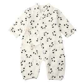 BINIDUCKLING Baby Muslin Romper Cotton Newborn Kimono Robe Baby Infant Japanese Clothes (Panda,6-9 Months)