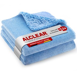 ALCLEAR polishing cloths 2-sided all-rounder for car motorcycle & polishing machine, detailing microfibre polishing cloth set, set of 2, absorbent 40x40 cm, Blue