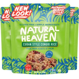 Natural Heaven Hearts of Palm Cuban Style Congri Rice, Ready & Seasoned 6-Pack – Prepared Meals, New Recipe, Vegan Food, 9 Oz Pouches