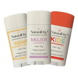 3 Desodorante Familiar Teens Mujer Kids Naturaldry Organico