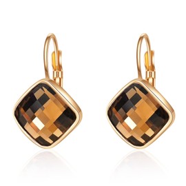 VONSSY Crystal Earrings in Rose Gold for Women | Gemstone Hoop Earrings | French Hook Earrings | Silver Earrings Jewellery Gift for Wife Girlfriend, Crystal, Cubic Zirconia