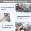 AULIGET 40-Piece Polished Grey Marble with Silver Peel and Stick