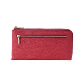 REMARSO Long Wallet, Genuine Leather, Thin, Slim, L-Shaped Zipper, Simple, Compact, No Bills Folding, Coin Purse Included, Holds Cards, Stylish, red