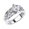Sterling Silver Celtic Knot Princess Cut CZ Engagement Ring(Size 5)