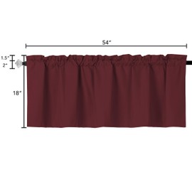 Easy Home Window Valance Curtain for Kitchen Bathroom Living Room Blackout Waterproof Small Window Valances Room Darkening with Rod Pocket 54 x18 Inches 1 Panel (Burgundy Red)