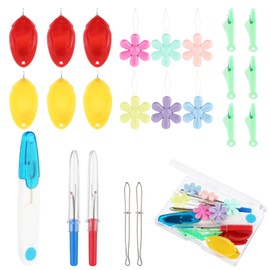 Simarro Needle Threader for Hand Sewing, 25 Pieces Needle Threader Kit, Includes Fish Type Simple Threader Pumpkin Shaped Sewing Needle Threader Thumb Shaped Threader Seam Rippers Sewing (Style 2)