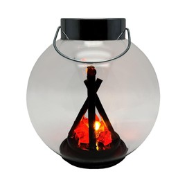 Cello Gleneagles Campfire LED Round Lantern, USB Powered, Realistic Flame Effect, Flameless Decoration Light, Portable Lantern for Home Decor, Night Lantern, Night Light, LED Lamp