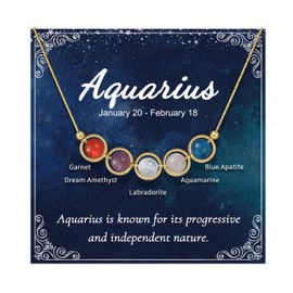 Nymerianoble Gold Pisces Zodiac Necklace for Women Birthday Gift Ideas Spiritual Gifts Natural Stone Necklace Colorful Beads Necklace Pisces Gifts for Women