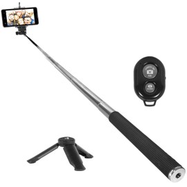 Deco Essentials Telescopic Metal 33" Selfie Stick w/Tripod and Wireless Remote for iOS/Android, Perfect for travel, outdoor adventures, beach trips, parties, easy to store