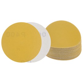 Kozelo 25pcs No Hole Sanding Discs- [ 3 Inch 400 Grit ] Round Hook and Loop Grip Sanding Pads Sheet Sandpaper for Automotive Woodworking Metal Polishing Use| Gold, Aluminum Oxide