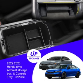 XXCIWP 2024 2025 Civic Center Console Organizer Tray for 2023 2022 Honda Civic 11th Gen Sedan Hatchback LX EX Sport Civic 2022 Accessories Civic 2023 Central Console Organizer Insert Tray(2pcs)