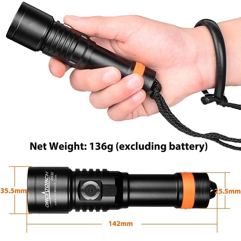 ORCATORCH D530 Scuba Dive Light, 395NM LED UV Light Blacklight
