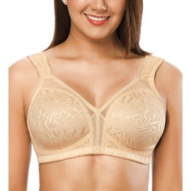 ZeroBound Women's Minimizer Bras Comfort Cushion Strap Wirefree Full Coverage Non-Padded Bra(Deep Nude,38DDD)