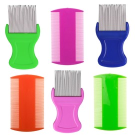 HESSION 6 Pack Flea Lice Combs Removal Dandruff Comb with Metal Teeth Double Sided Fine Combs Metal Teeth Flea Lice Combs for Pets Kids Adults (Random)