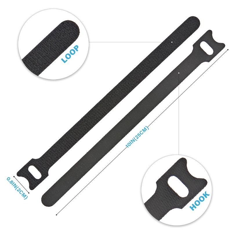 100 Pcs 10-Inch Heavy-Duty Self-Fastening Cable Ties - Durable, Reusable