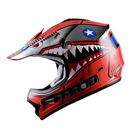 WOW Youth Kids Motocross BMX MX ATV Dirt Bike Moutain Helmet Shark Red