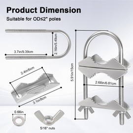 Double Antenna Mast Clamp V Jaw Bracket with U Bolts Heavy Duty Anti-Rust Mast to Mast Mounting Hardware Kit for Outdoor TV Antenna,CB Ham Antenna,Radio Antenna,Pipe,Flag Pole (3)