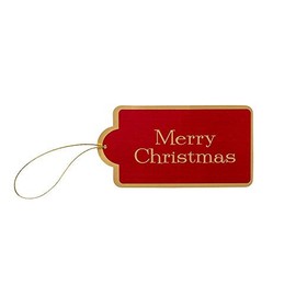 Caspari Merry Christmas Hanging Gift Tags with Gold Cord - 12 Count