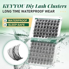 KEYYOU Agrupaciones de latigas,96 Pcs Cluster Lashes D Curl 10-18MIX DIY Extensiones de Pestañas Racimos de Pestañas, Volumen Wispy Pestañas Individua