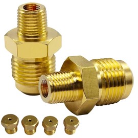 MCAMPAS Propane Gas Jet #57 Brass Orifice Replacement for Bayou Classic 5235 Orifice Connector, Brass Tube Fitting 3/8" Flare x 1/8" Mnpt Fits Bayou BG10 and BG12 Burners - 2 PCS