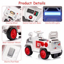 Kids Ride On ATV, Toddlers Electric Ride On Car with Radar Rocket Sound, Flash Lights, Music, USB, Ride on Toy for Kids