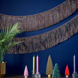 Ginger Ray Christmas Multicoloured Tinsel Garland Hanging Decoration 2 Pack