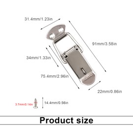PHMING Pack of 5 Stainless Steel Toggle Latches, Box Clasp, Lever Lock with Lock, Screws Included, for Tool Boxes, Instrument Boxes, Cabinets