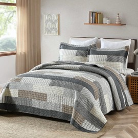 Y-PLWOMEN Queen Quilt Bedding Set 100% Cotton Lightweight Quilts Queen Size, Cozy Quilt for Queen Bed, Reservible Queen Bedspread Soft Queen Quilt Set for All Season, 3-Pieces