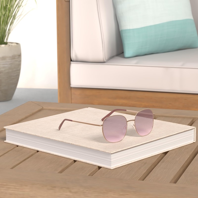 SOJOS SJ1137 Designer Round Rectangular Sunglasses Flat Mirrored Lens Metal