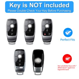 T-carbon Carbon Fiber Key Fob Cover Compatible with Benz,Key Fob Protector fits for Benz A-B-C Class S-Class G-Class E-Class CLA GLB CLS GLE GLC Model 2022 2023 2024 Series Key Fob Cover,Forged Black