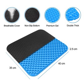 Juroof Gel Seat Cushion For Long Sitting With Non-Slip Covers,Soft & Breathable For Chair,Gaming,Car,Office,Desk Chair and Wheelchair,Office Pads (40 x 35cm)