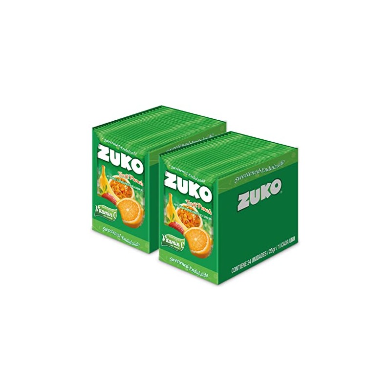 ZUKO Fruit Punch Instant Powder Drink, 24 Individual Bags 0.9