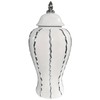 Elegant Silver Banded Porcelain Ginger Jar with Lid - Handcrafted