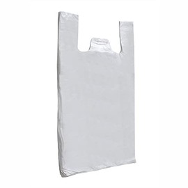 100 x Extra Large 100% Recycled 12" x 18" x 24" Carrier Bags / 24 Micron/Plastic Strong Heavy Duty Jumbo Vest Eco Friendly 12x18x24 inch (White)