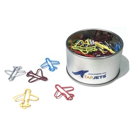 Airplane Paper Clips - 50 Pieces per Box in a tin can - Various Color - Great Gift for Pilots, Flight Attendants, Travel Agents