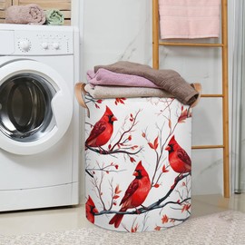 Christmas Hummingbird Laundry Basket,Large Round Hamper Basket,Collapsible Storage Basket Bins for Dirty Clothes Kids Toys Baby Blanket Organizer Nursery Bedroom Bathroom Storage Decor