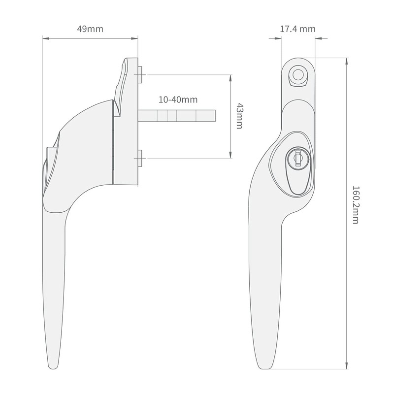 Chrome Left-Hand Yale UPVC Window Handle Cranked Double Glazing Universal