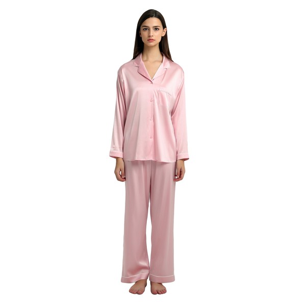 Jasmine Silk Ladies' Pure Silk Pyjamas Set for Women Pink
