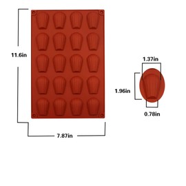 HYCSC Moldes de silicona antiadherentes con 20 cavidades, 2 moldes de silicona para magdalenas, forma de concha para hornear pasteles (rojo ladrillo)