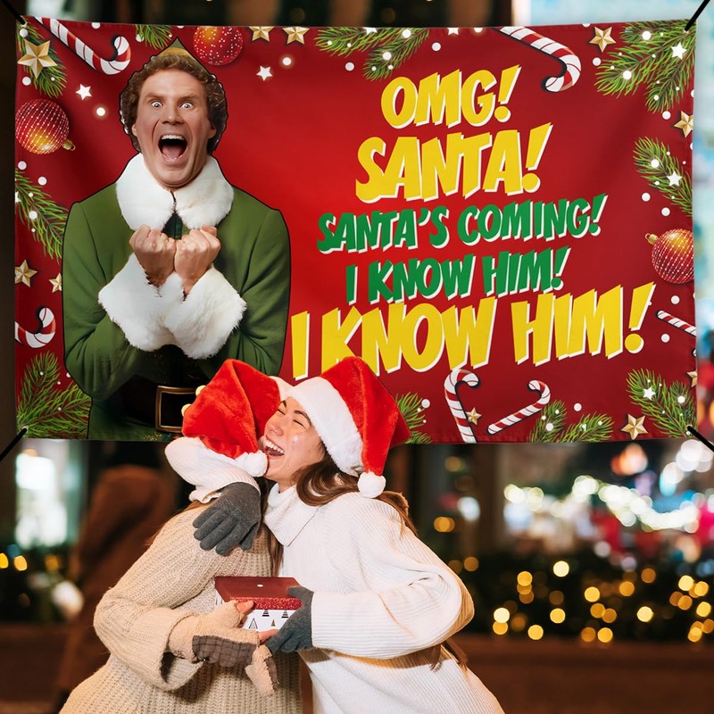 Funny Christmas Banner Happy Xmas Backdrop Sign Funny Winter Xmas