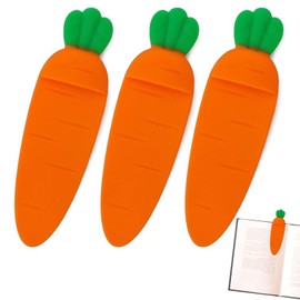 PAVIKE Book Markers, Stylish, Set of 3, Bookmarks, Bookmarks, Stylish, Reading Guide Bookmarks, Reading Aid Tool, Cute Silica Gel Carrot Pattern, Suitable for Bookmarks, Homes, Girls, Boys