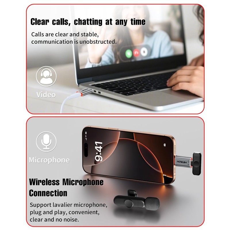 HOWJIM USB C to Light-ning Headphone Audio Adapter,PD60W Fast Charging