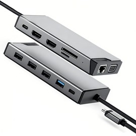 12-in-1 USB C Docking Station, 4K@60Hz 3-Way Display HDMI/VGA, 4X USB, Gigabit LAN, 100W PD, SD/TF Card Reader, for Laptops/PC